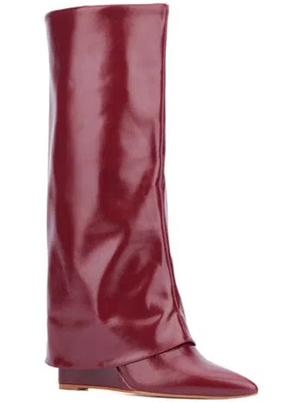 New York & Company Women's Tall Burgundy Pointed-Toe Leather Boot